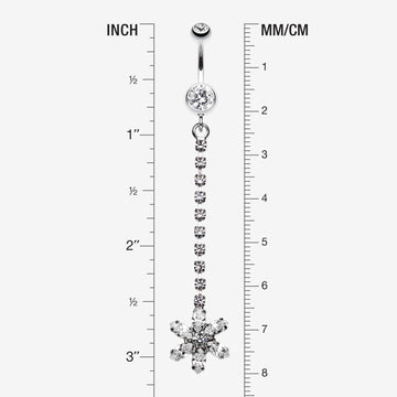 Detail View 1 of Flower Journey Gem Sparkle Belly Ring-Clear Gem